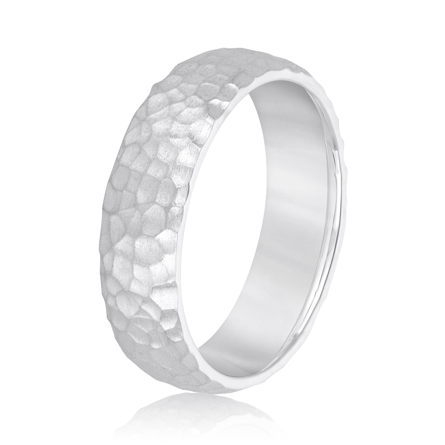 Men’s Classic Hammered Wedding Band-VIRABYANI